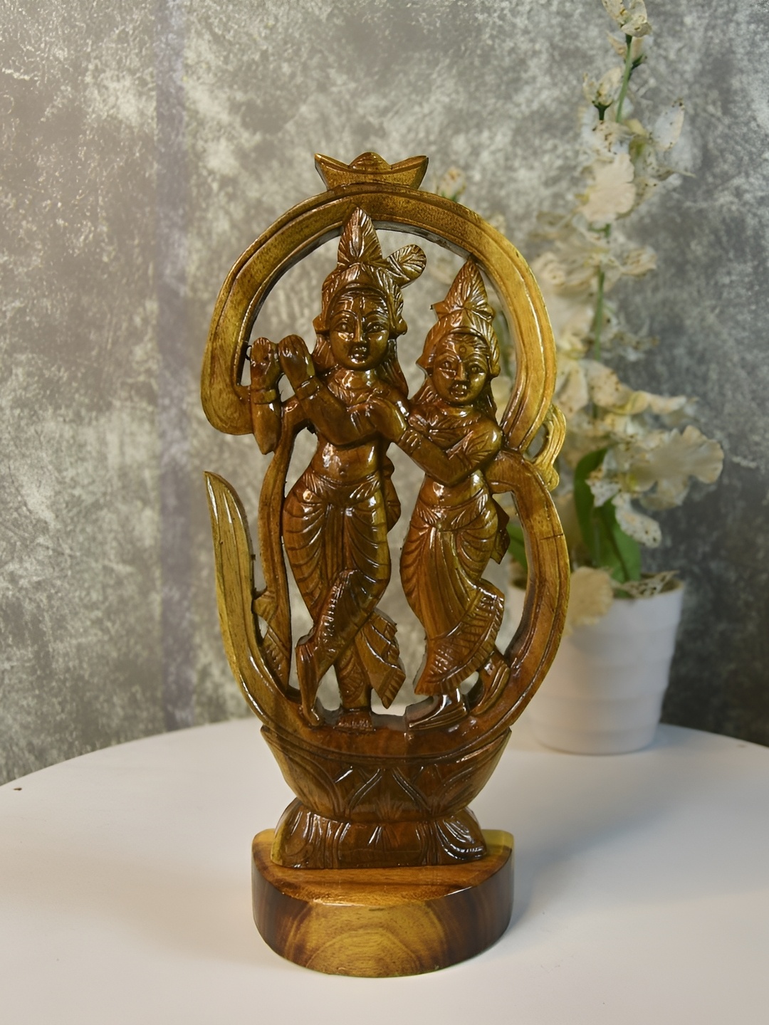 

SOWPEACE Brown Wooden Radhe Krishna Idol Showpiece