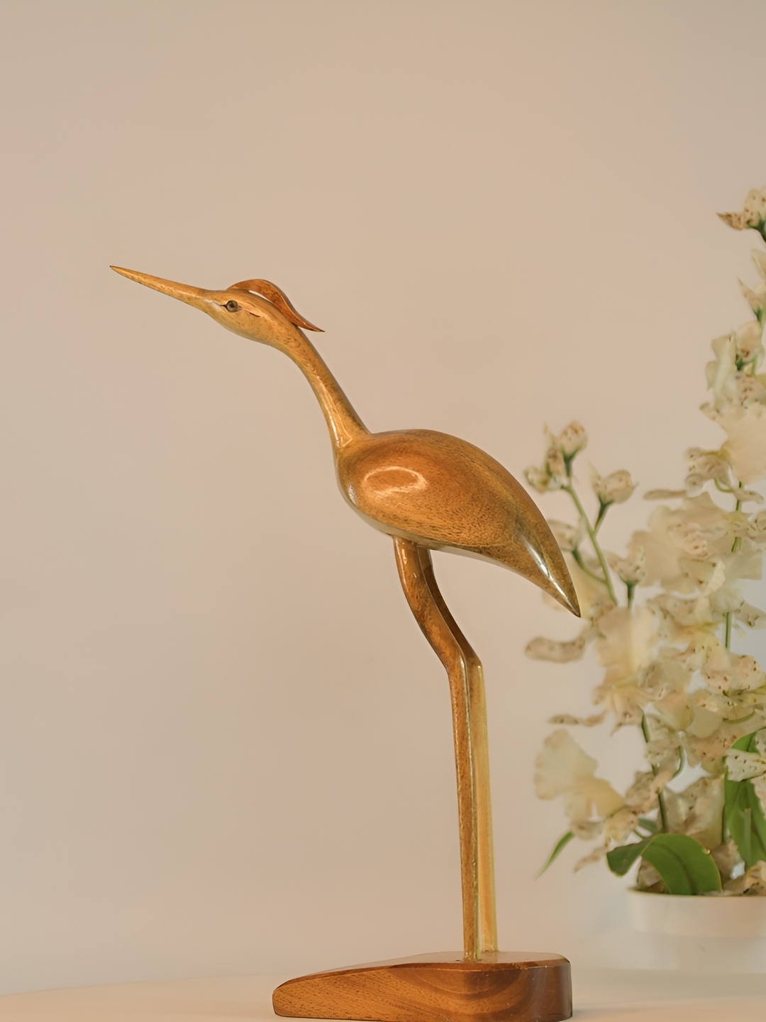 

SOWPEACE Brown Wooden Artistic Flamingo Showpiece