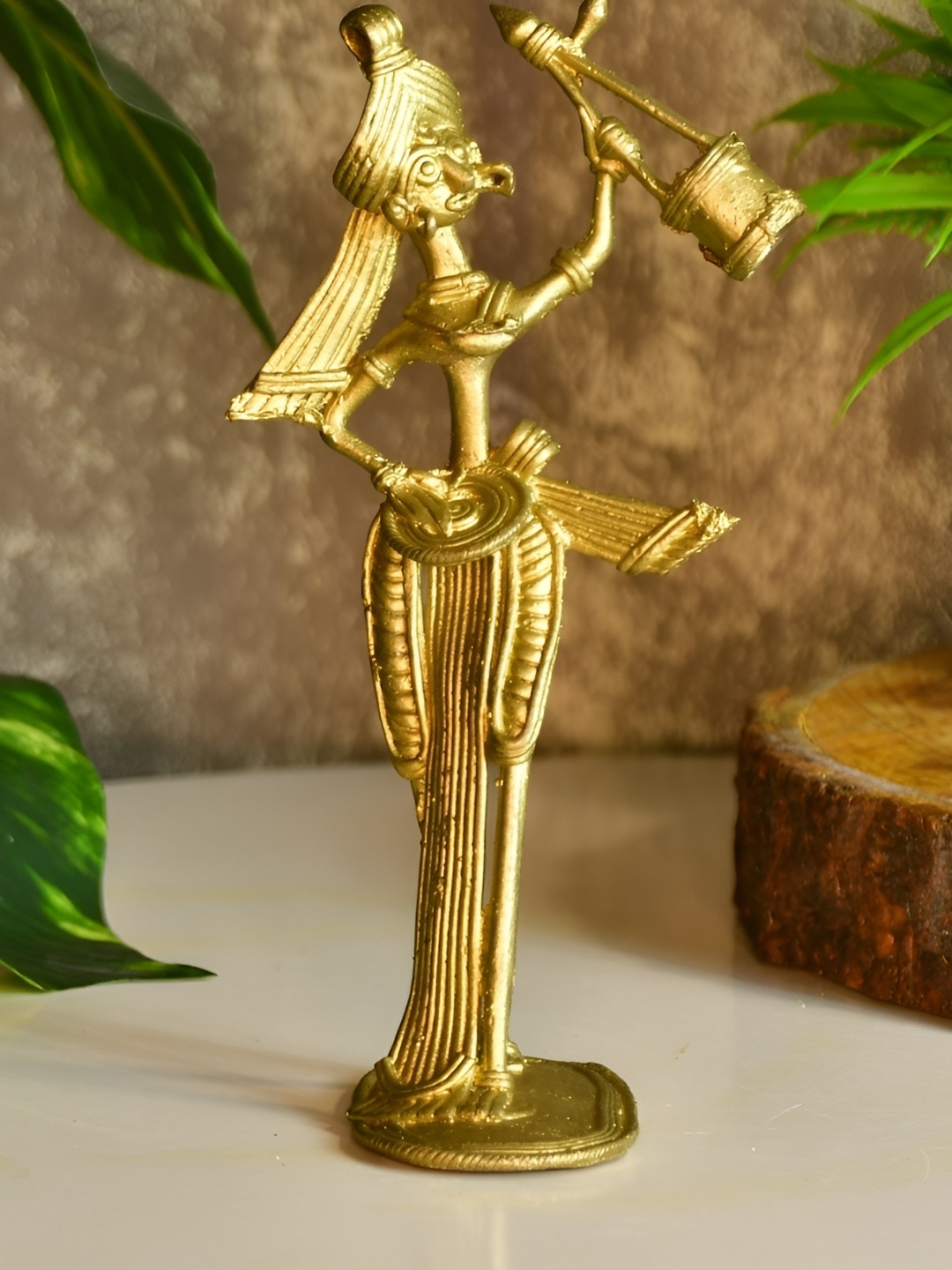 

SOWPEACE Gold Toned Dokra Boul Brass Figurine Showpiece