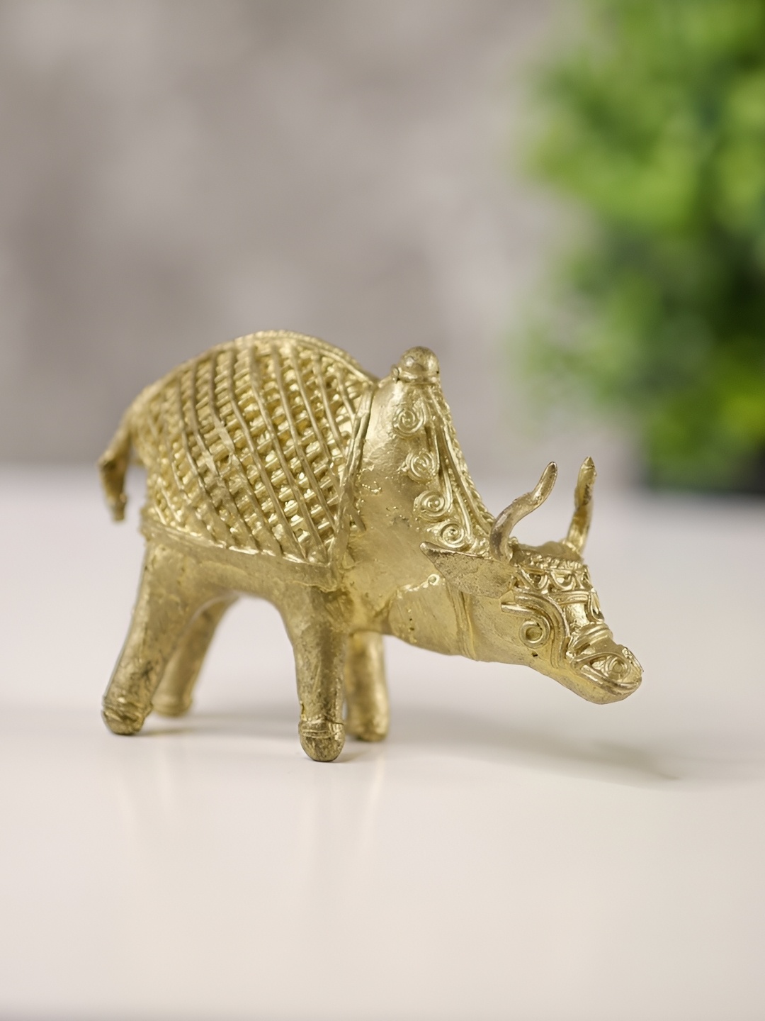 

SOWPEACE Gold Toned Dokra OX Brass Showpiece