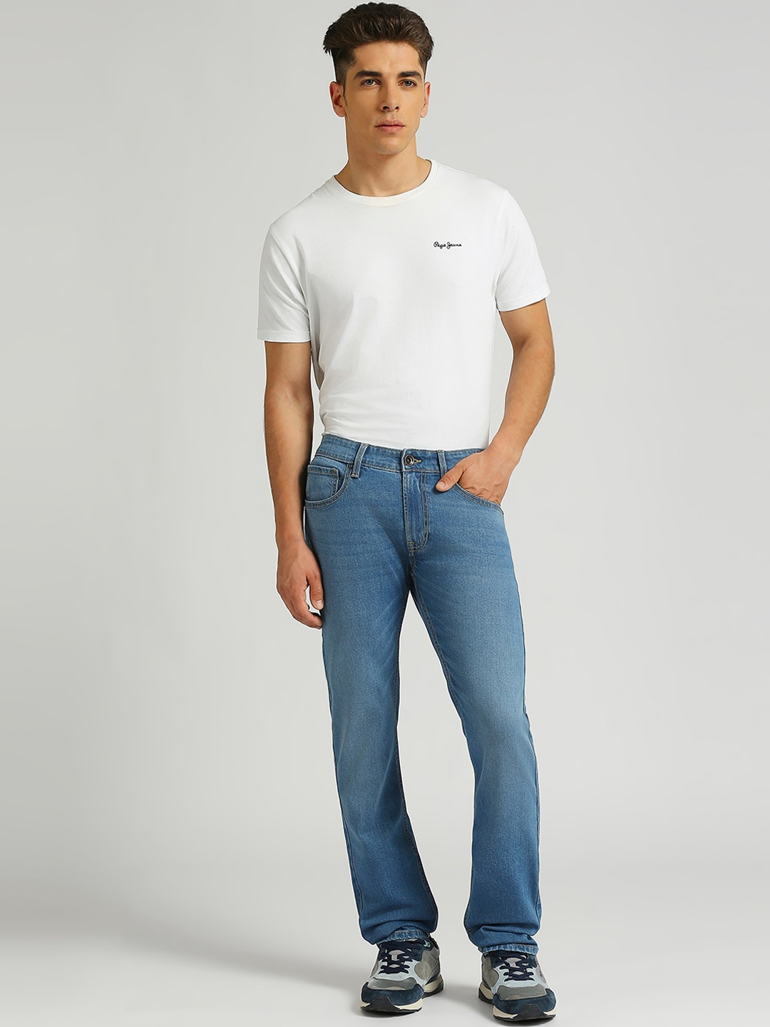 

Pepe Jeans Men Slim Fit Clean Look Light Fade Stretchable Jeans, Blue