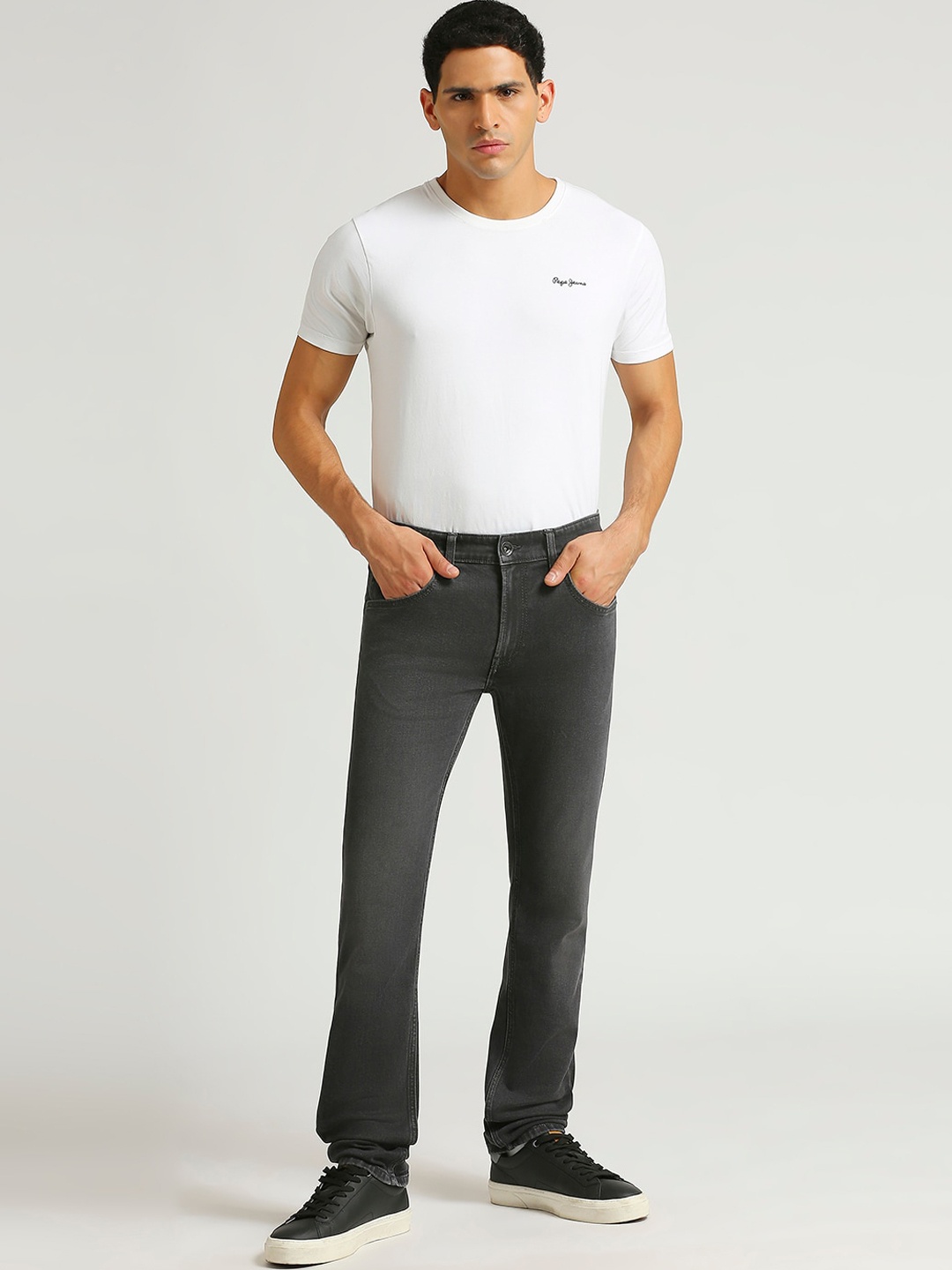 

Pepe Jeans Men Slim Fit Clean Look Stretchable Jeans, Grey