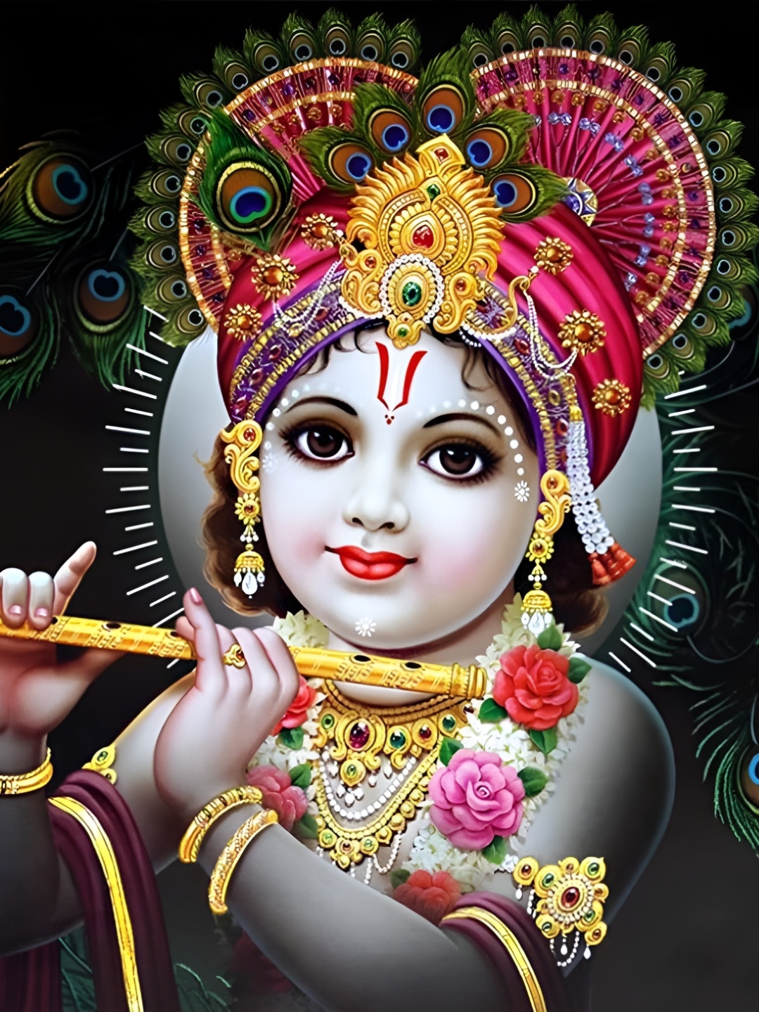 

Wallpics Grey & Pink Lord Krishna Printed Waterproof Wall Poster