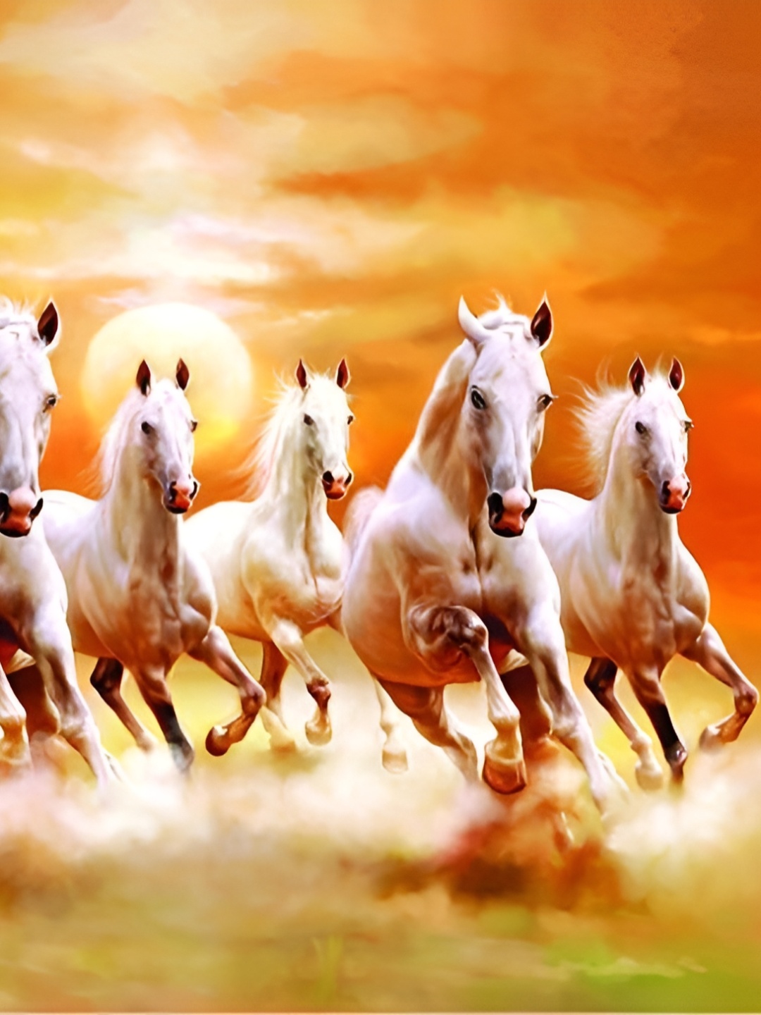 

Wallpics Yellow & White Running Horses Printed Waterproof Wall Sticker