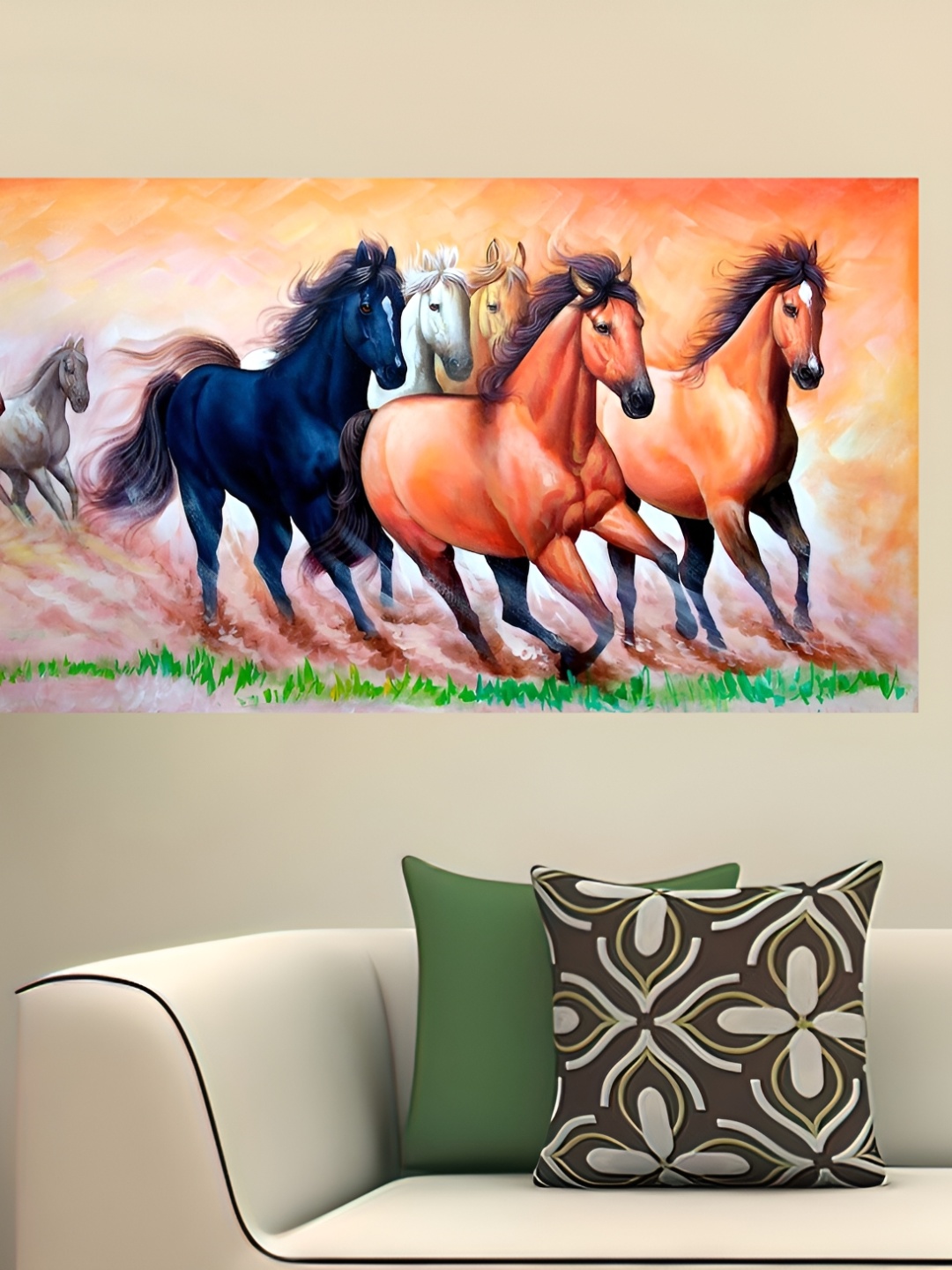 

Wallpics Brown & Black Running Horse Printed Vastu Waterproof Wall Poster