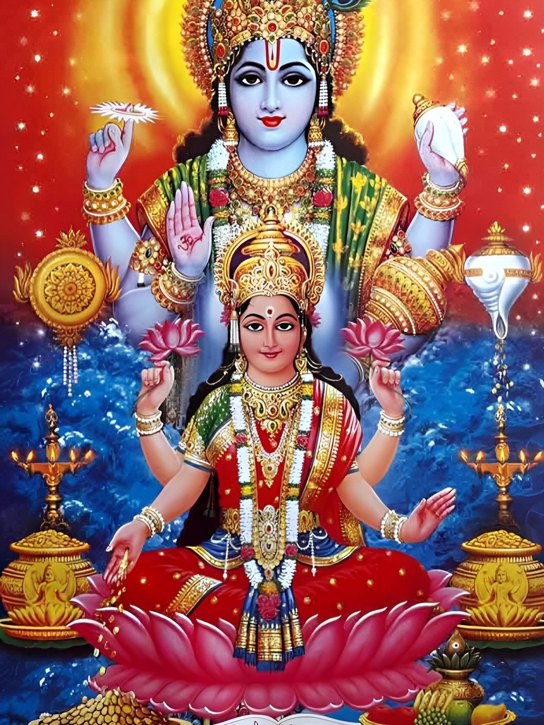 

Wallpics Red & Blue Religious Paper Paintings Wall Art