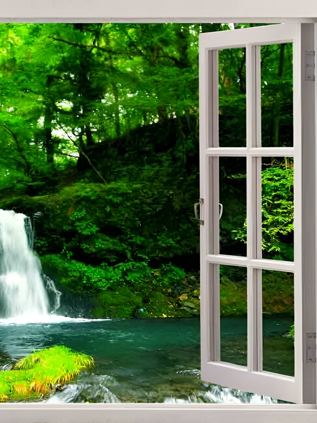 

Wallpics Green & White Printed Waterproof Wall Poster