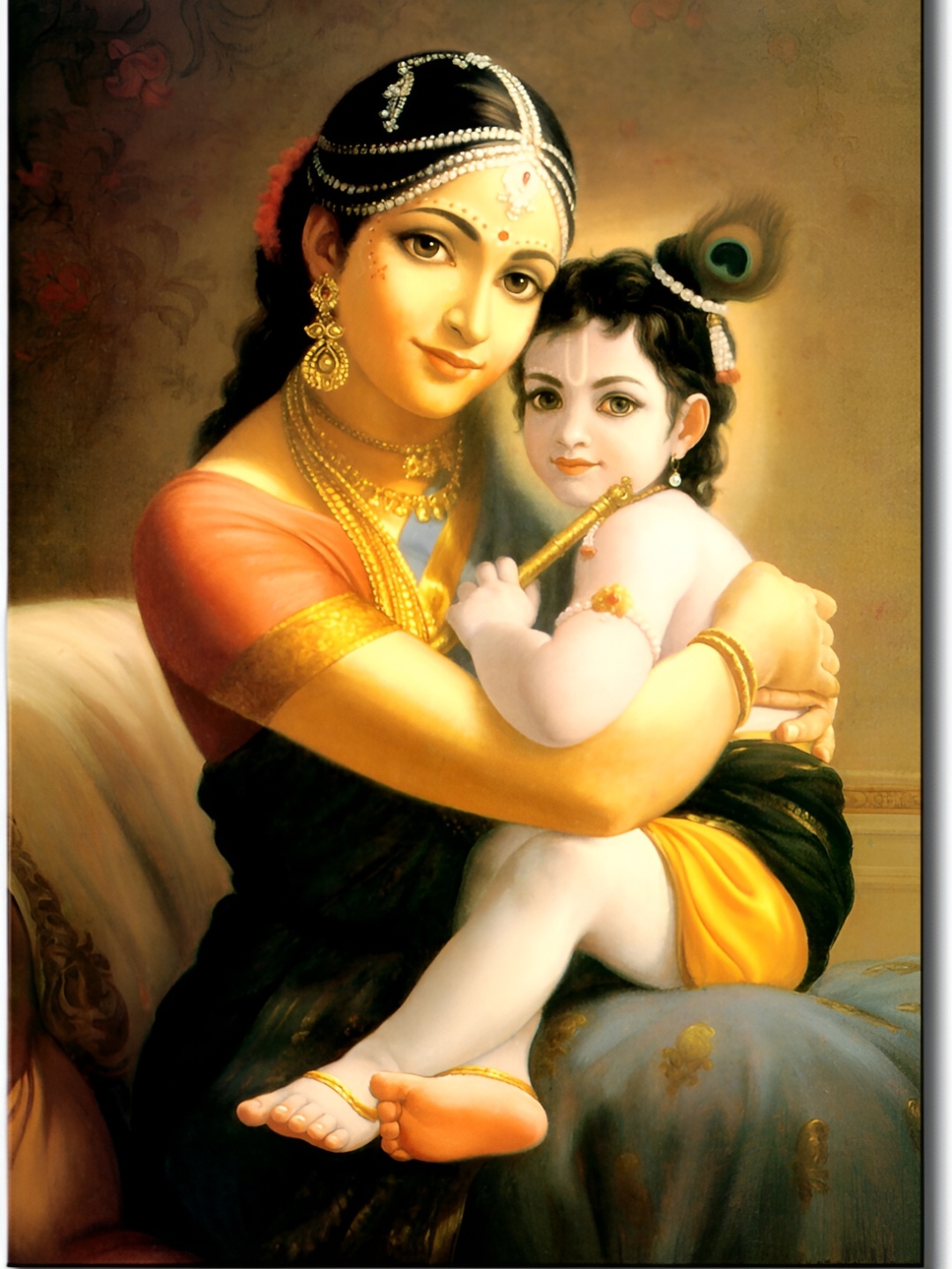 

Wallpics Yellow & Red Krishna Printed Religious Waterproof Wall Poster
