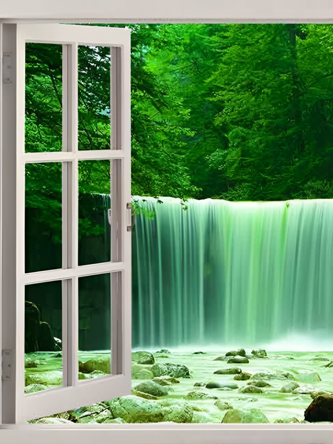 

Wallpics Green & White Printed High Quality Fully Waterproof Wall Sticker Poster