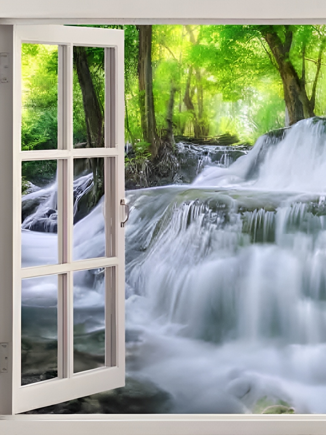 

Wallpics White & Green Printed High Quality Fully Waterproof Wall Sticker Poster