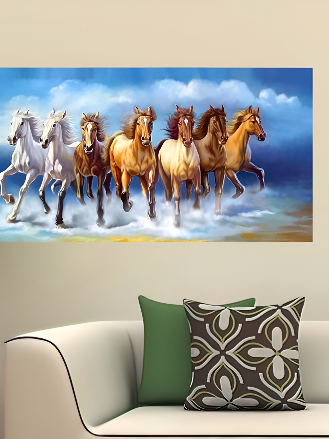 

Wallpics Blue & White Running Horses Wall Poster