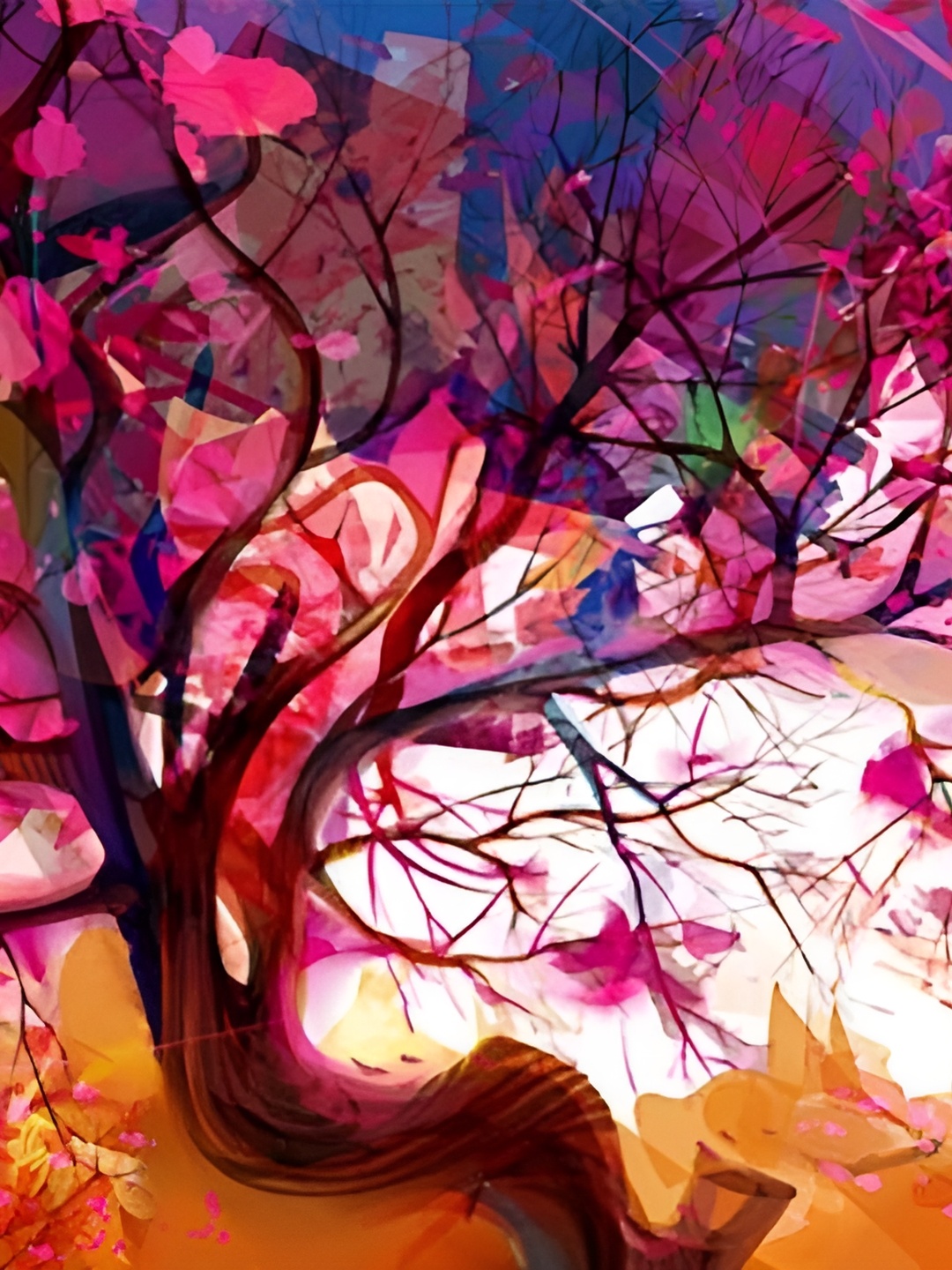 

Wallpics Pink & Orange Floral Printed Wall Poster