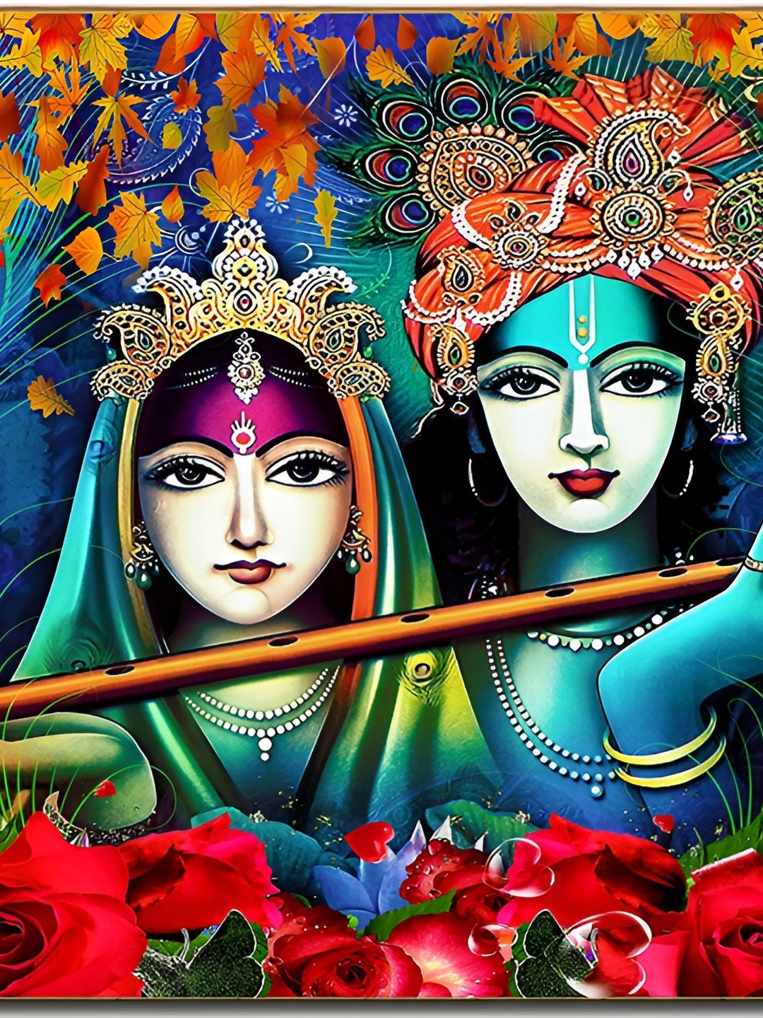 

Wallpics Green & Red Religious Printed Self-Adhesive Wall Poster