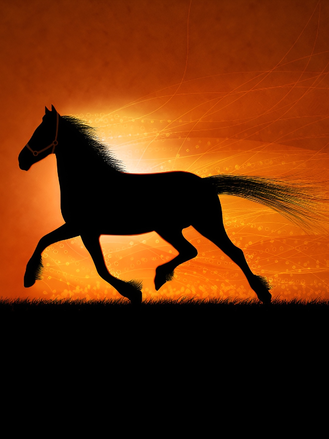 

Wallpics Black & Orange Running Horse Painting Wall Poster