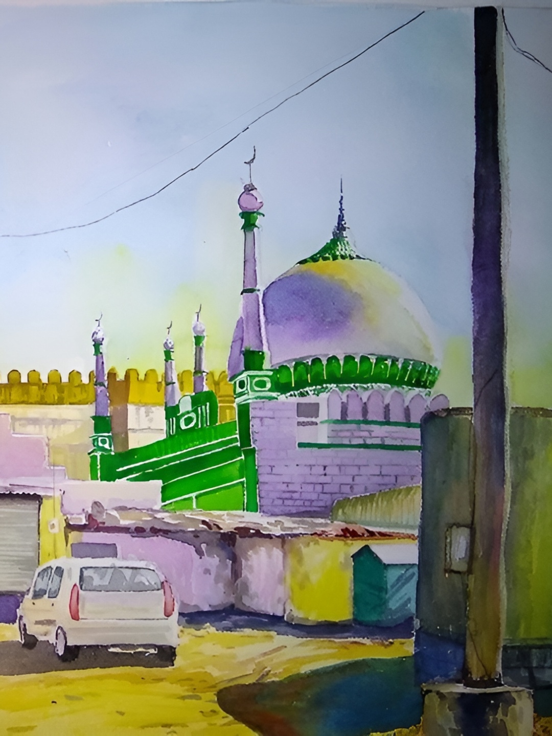 

Wallpics Green & Yellow Religious Painting Wall Poster