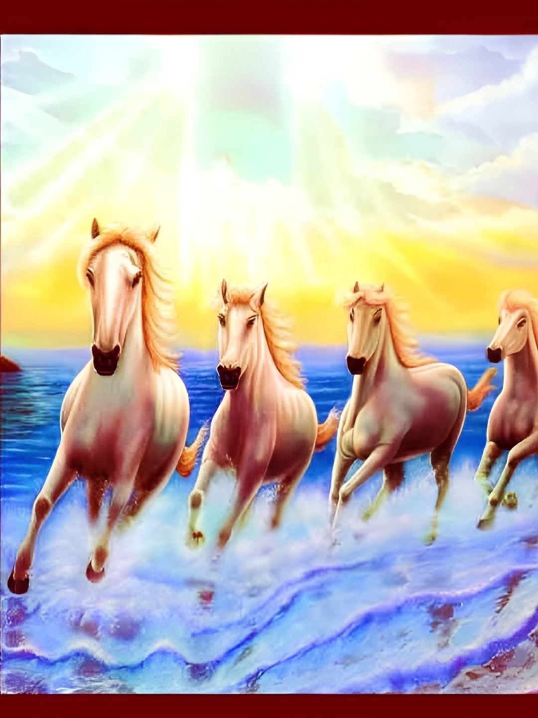 

Wallpics Blue & Yellow Horse Printed Wall Poster