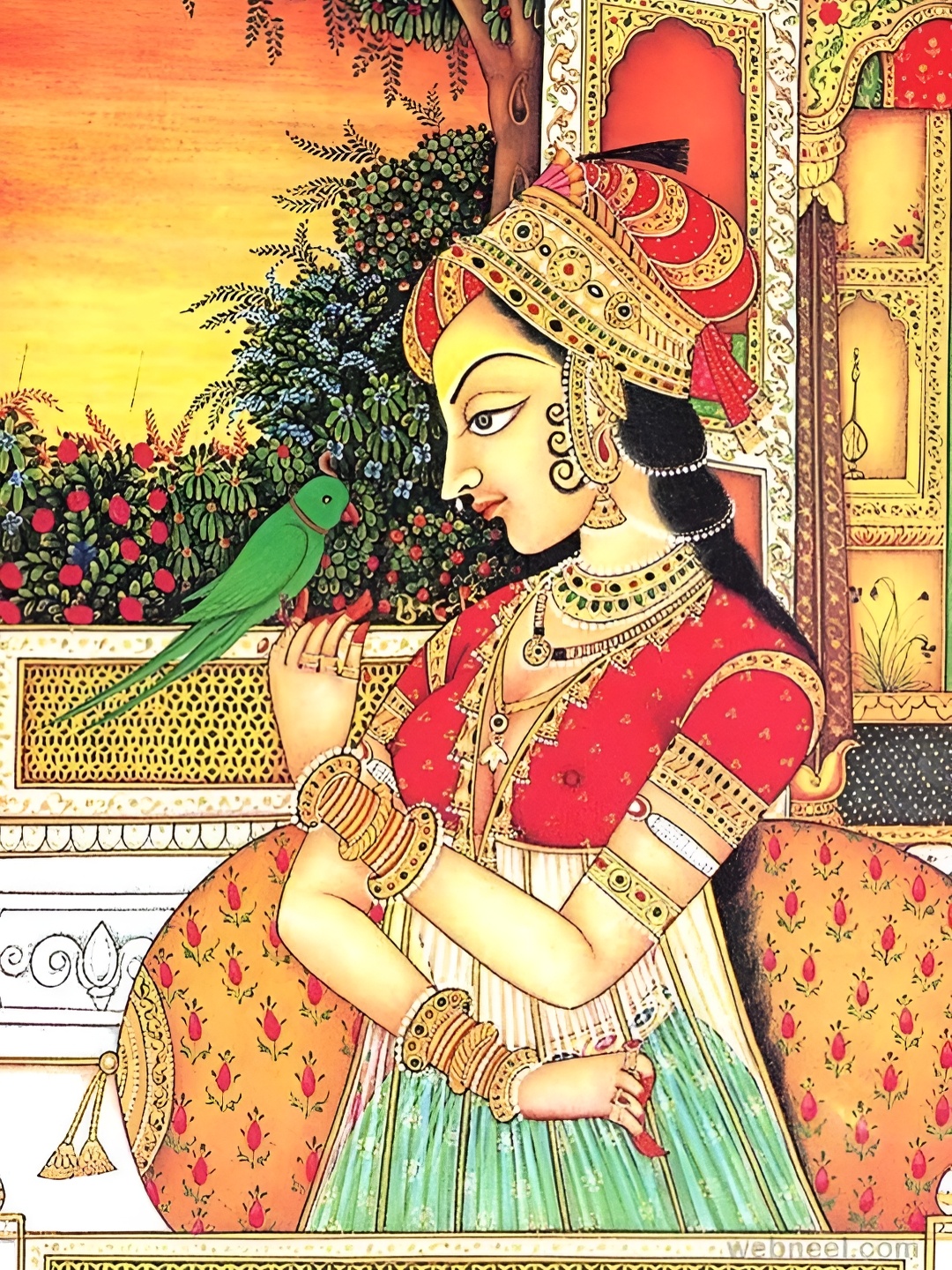 

Wallpics Red & Green Paper Religious Wall Poster