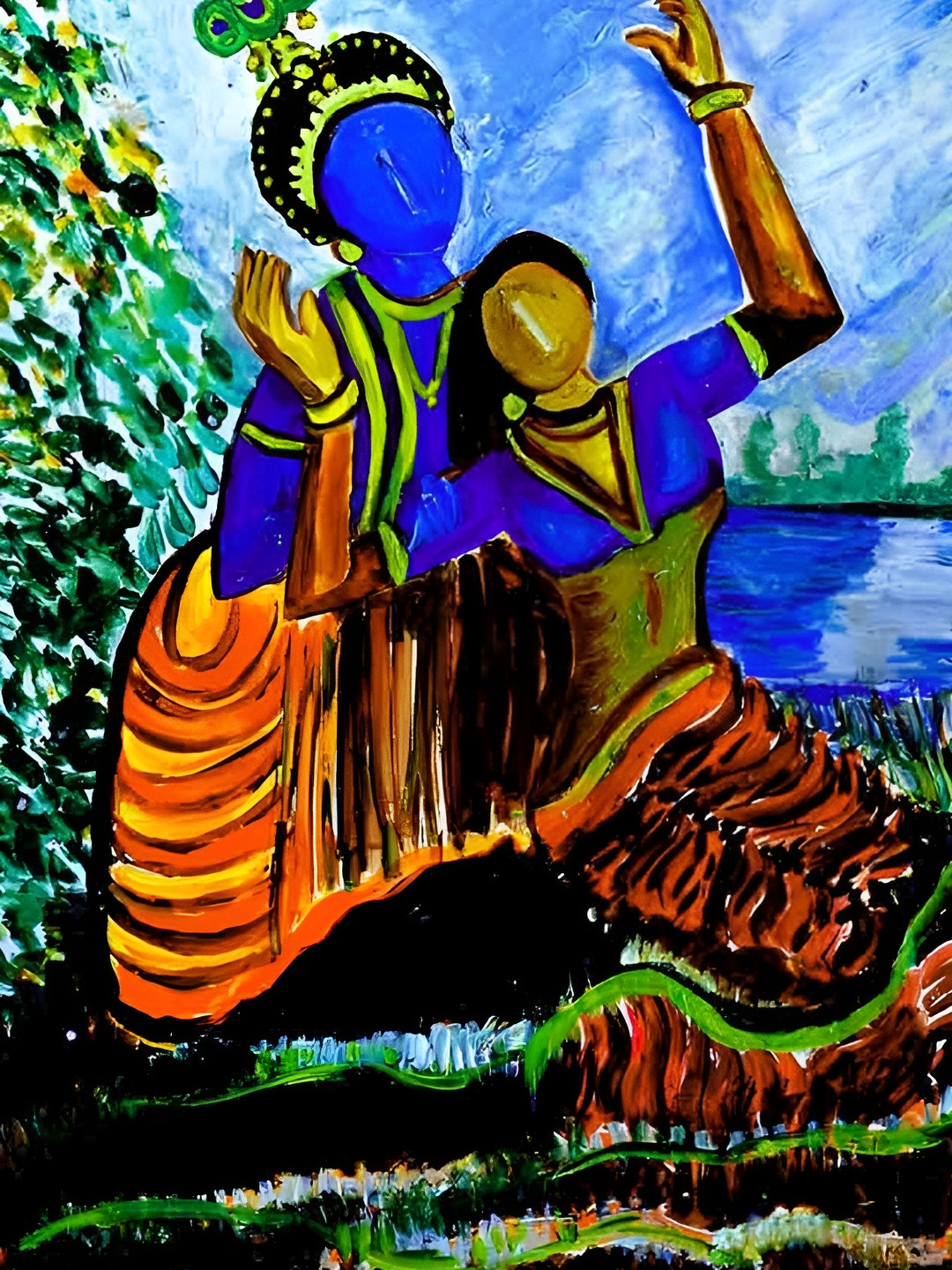 

Wallpics Blue & Orange Religious Wall Poster