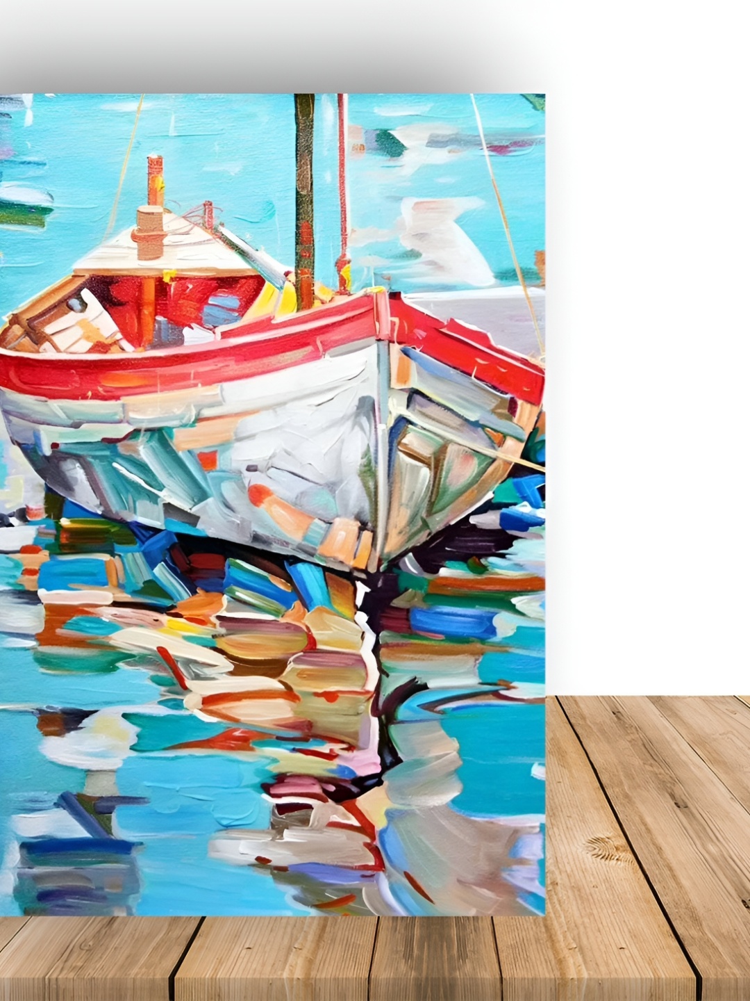 

Wallpics Blue & Red Boat Painting Wall Poster