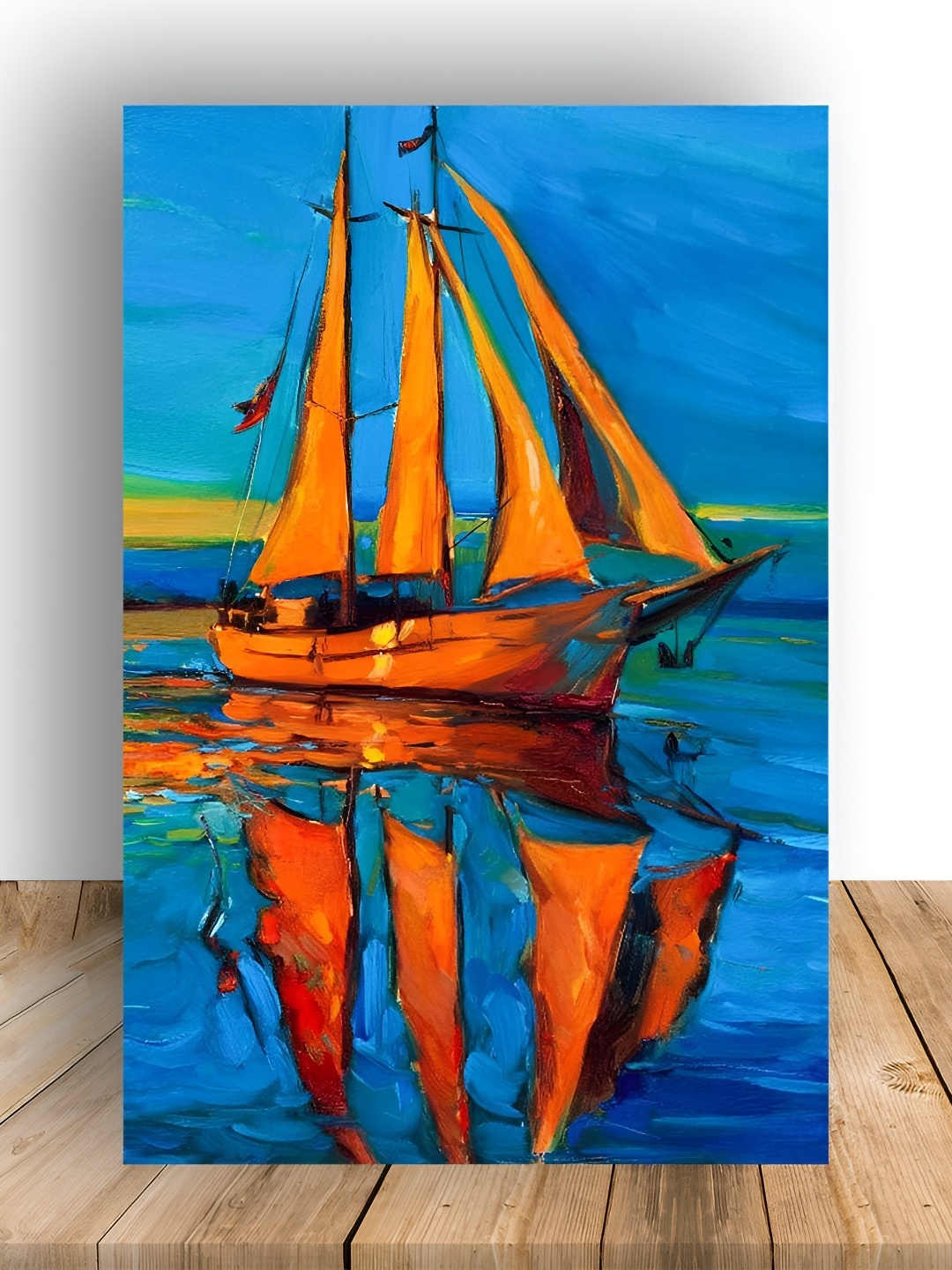 

Wallpics Blue & Orange Paper Wall Poster