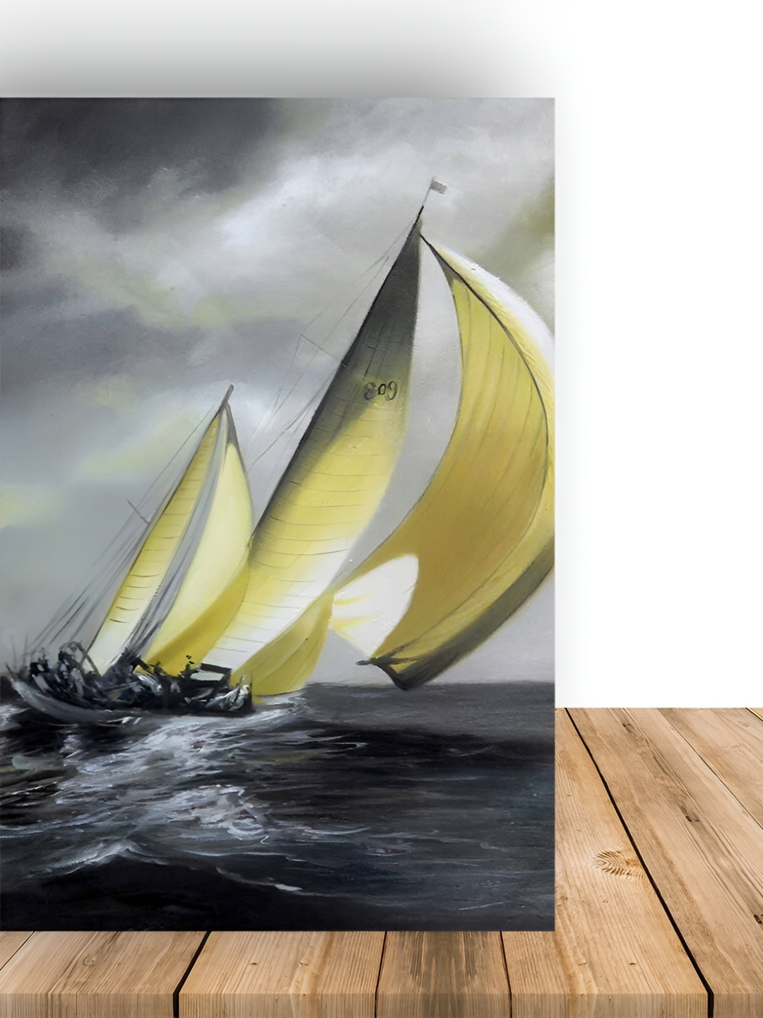 

Wallpics Grey & Yellow Printed Waterproof Self-Adhesive Wall Sticker