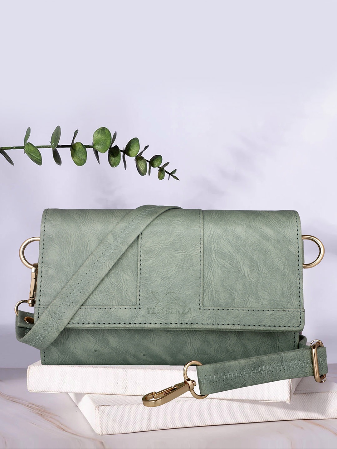

YESSBENZA Textured Structured Sling Bag, Sea green