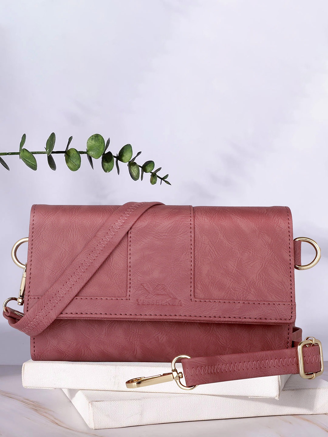 

YESSBENZA Textured Structured Sling Bag, Peach