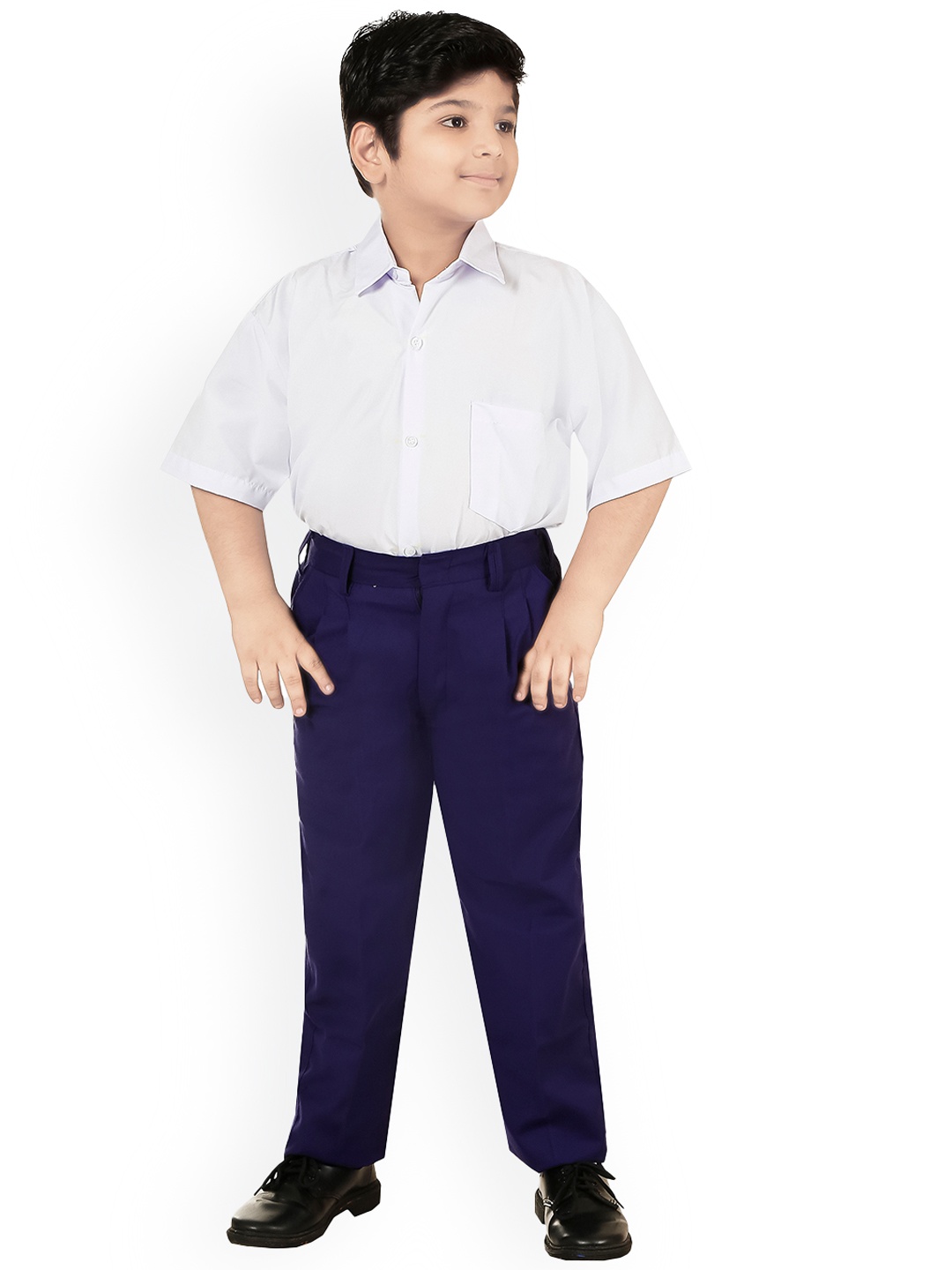 

BAESD Boys Mid-Rise Pleated Formal Trousers, Blue
