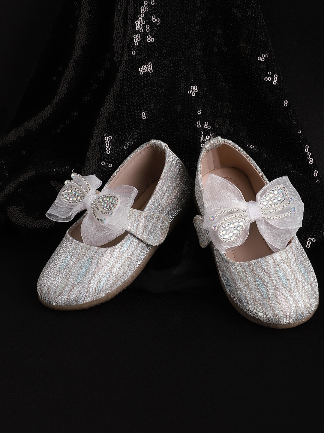 

Minesole Girls Embellished Ballerinas, Silver