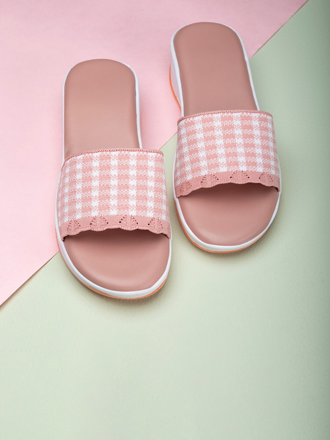 

DEAS Textured Lightweight Open Toe Flats, Pink