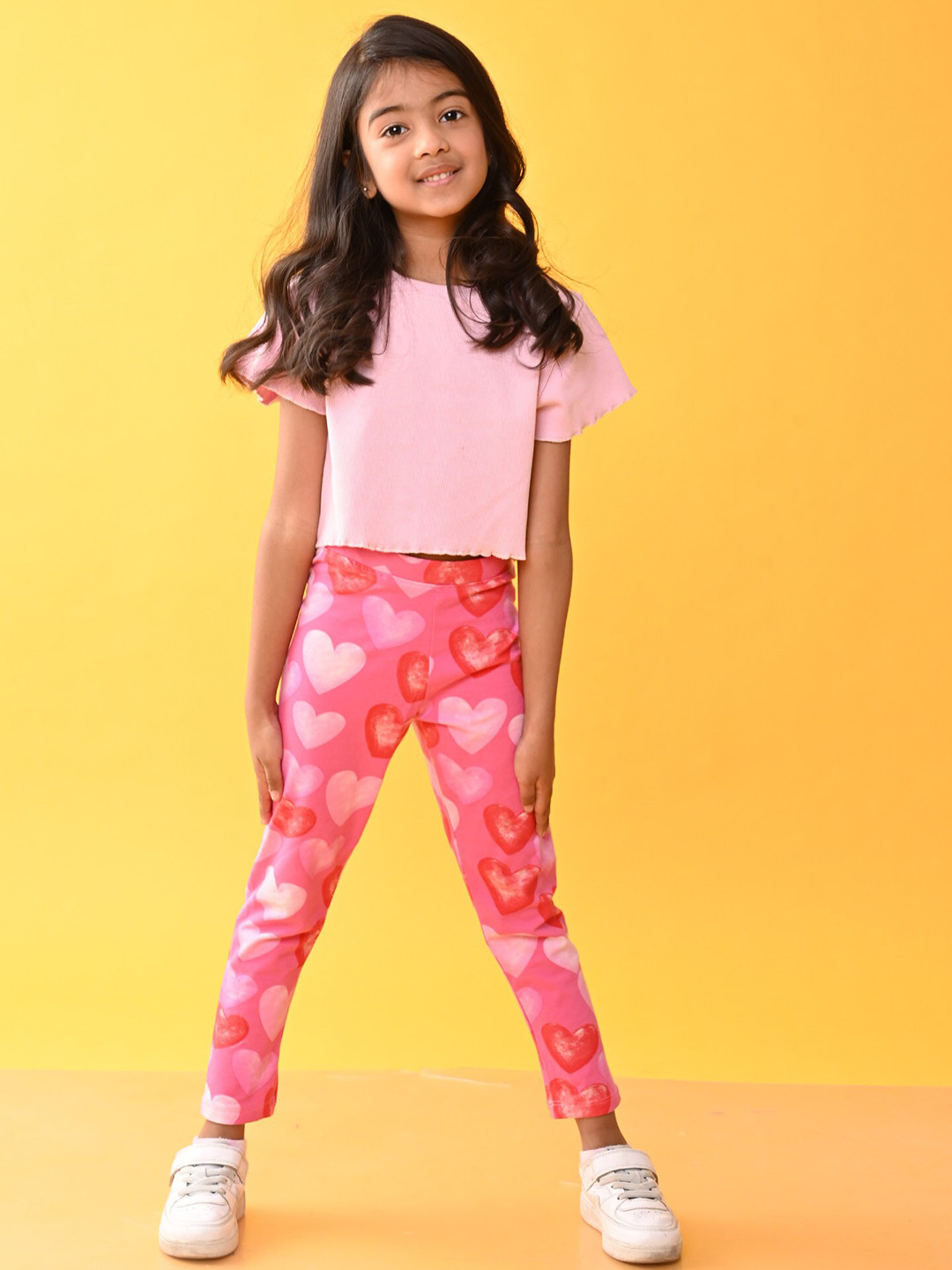 

Anthrilo Girls Pure Cotton Top With Leggings, Pink