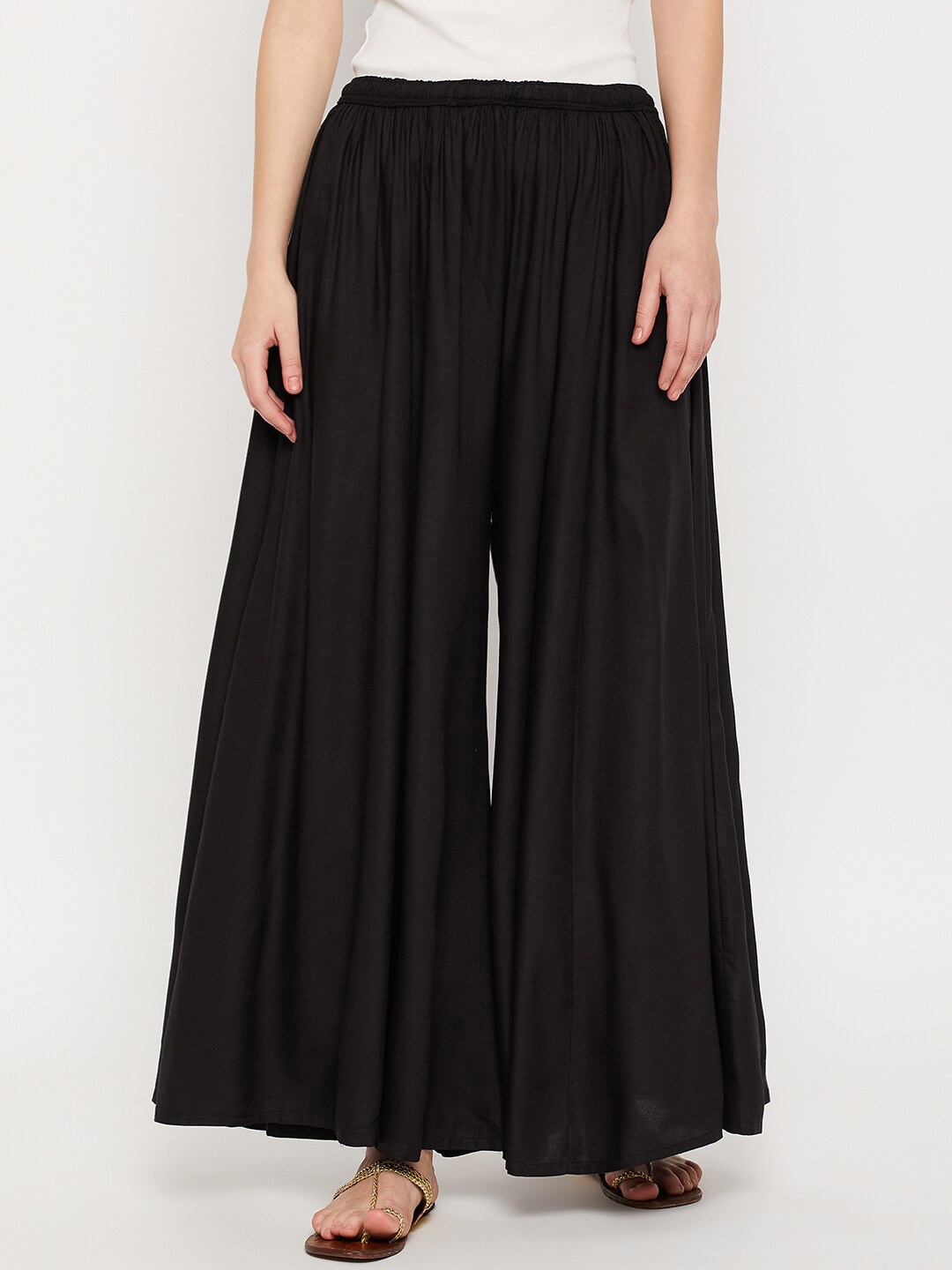 

Castle Lifestyle Flared Ethnic Palazzos, Black