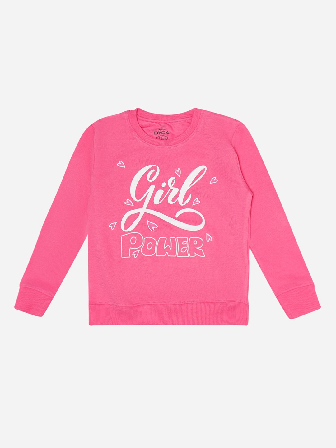 

DYCA Girls Typography Printed Cotton Pullover Sweatshirt, Pink