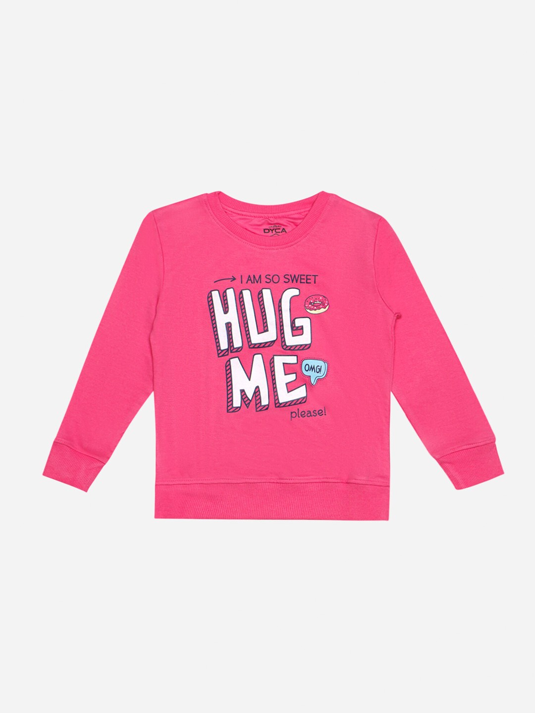 

DYCA Girls Typography Printed Round Neck Sweat Shirt, Pink
