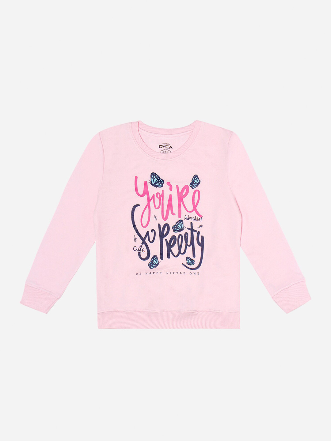 

DYCA Girls Typography Printed Cotton Pullover Sweatshirt, Pink