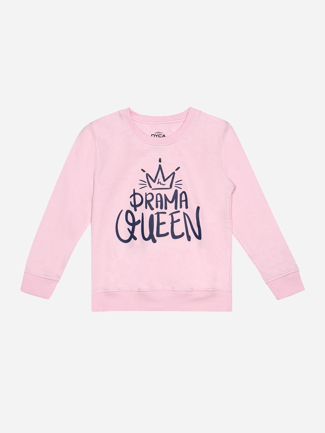 

DYCA Girls Typography Printed Cotton Pullover Sweatshirt, Pink