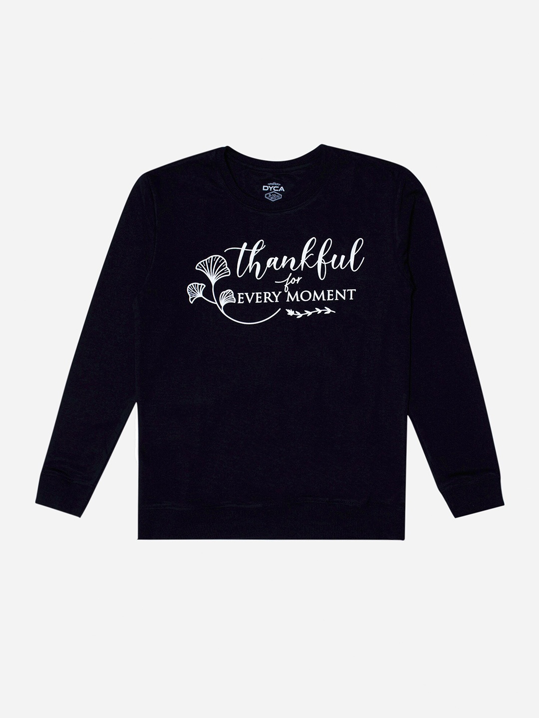 

DYCA Girls Typography Printed Round Neck Sweat Shirt, Navy blue