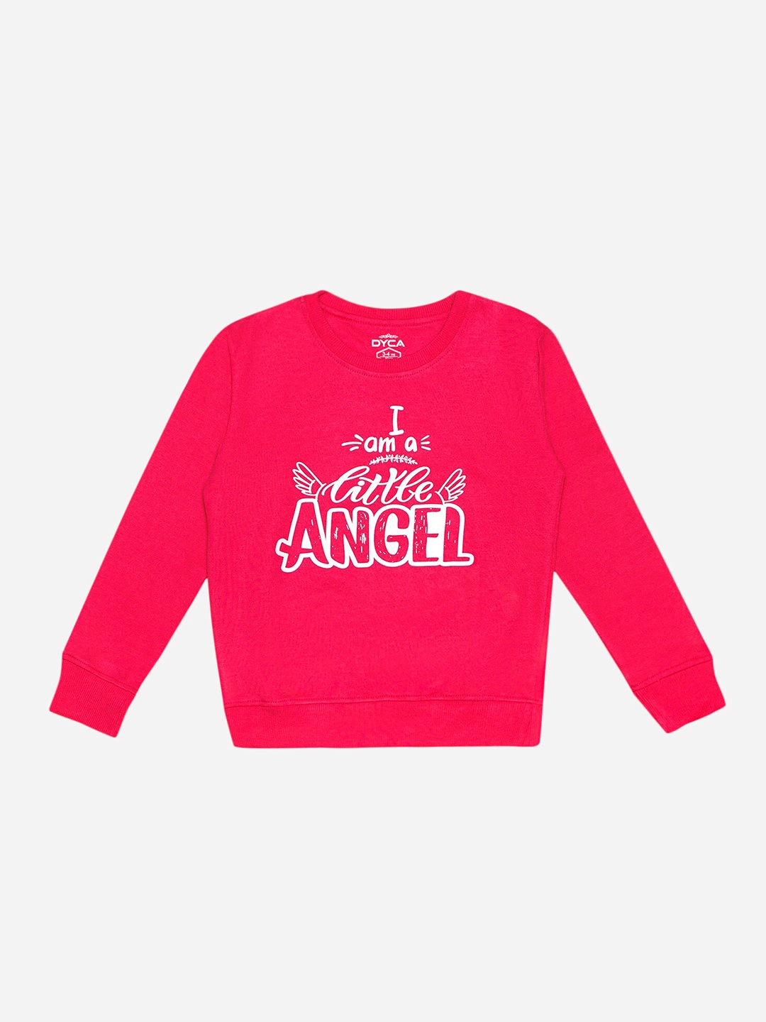 

DYCA Girls Typography Printed Round Neck Sweat Shirt, Fuchsia
