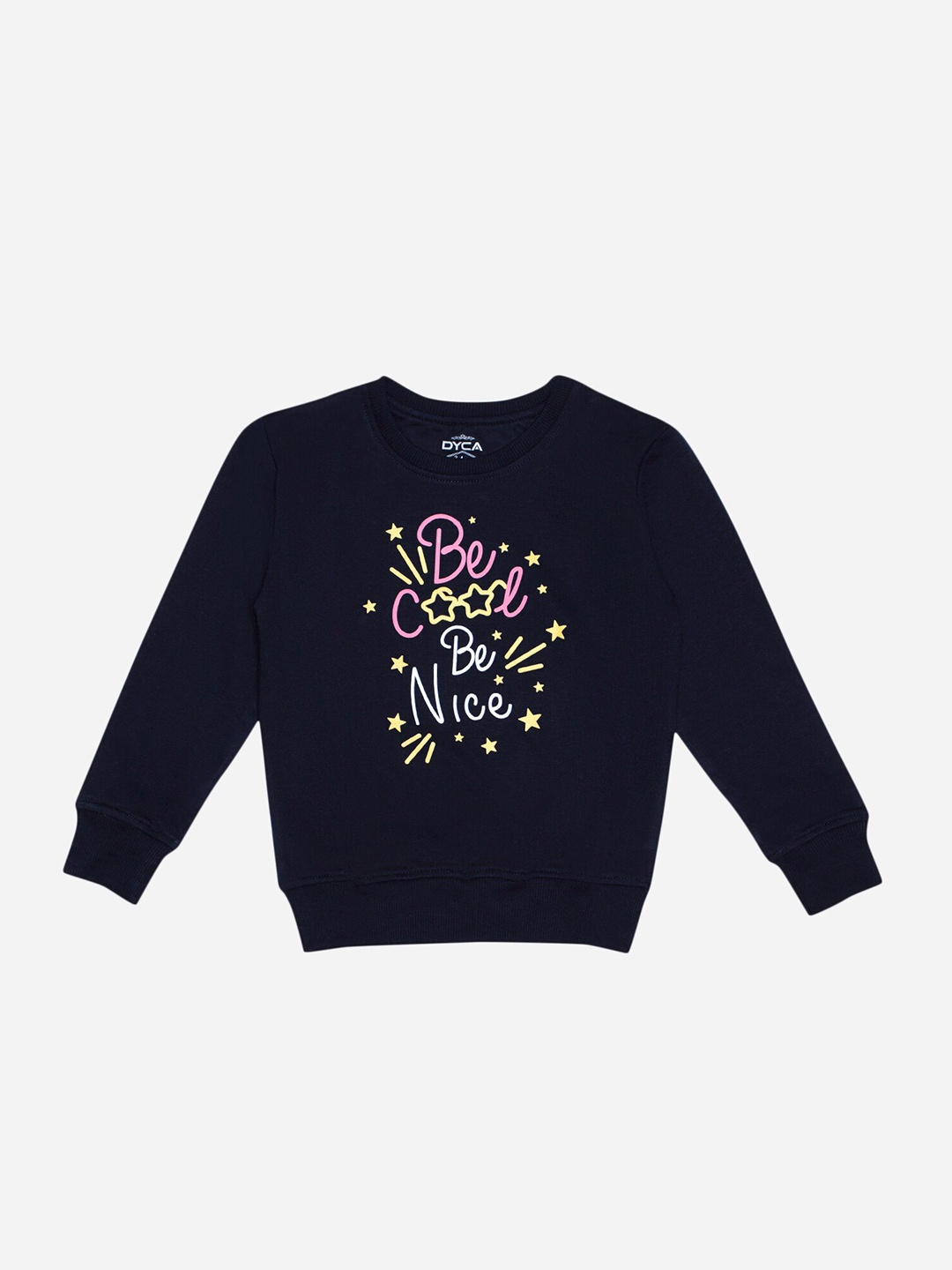 

DYCA Girls Typography Printed Cotton Pullover Sweatshirt, Navy blue