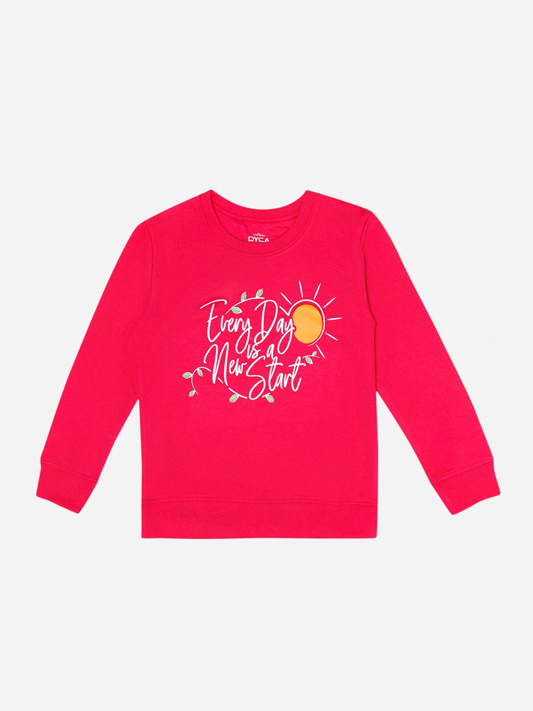 

DYCA Girls Typography Printed Round Neck Sweat Shirt, Fuchsia