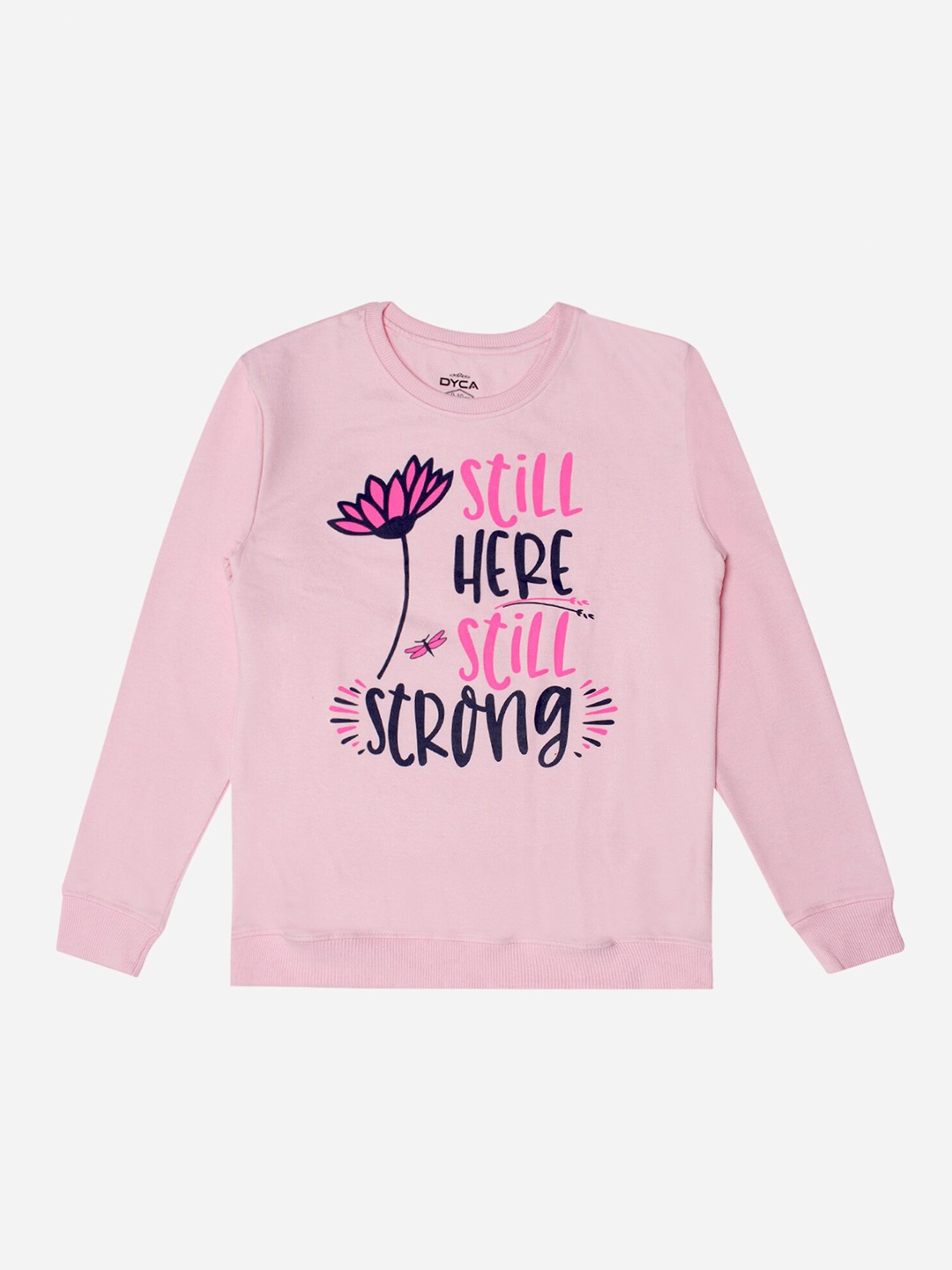 

DYCA Girls Typography Printed Round Neck Sweat Shirt, Pink