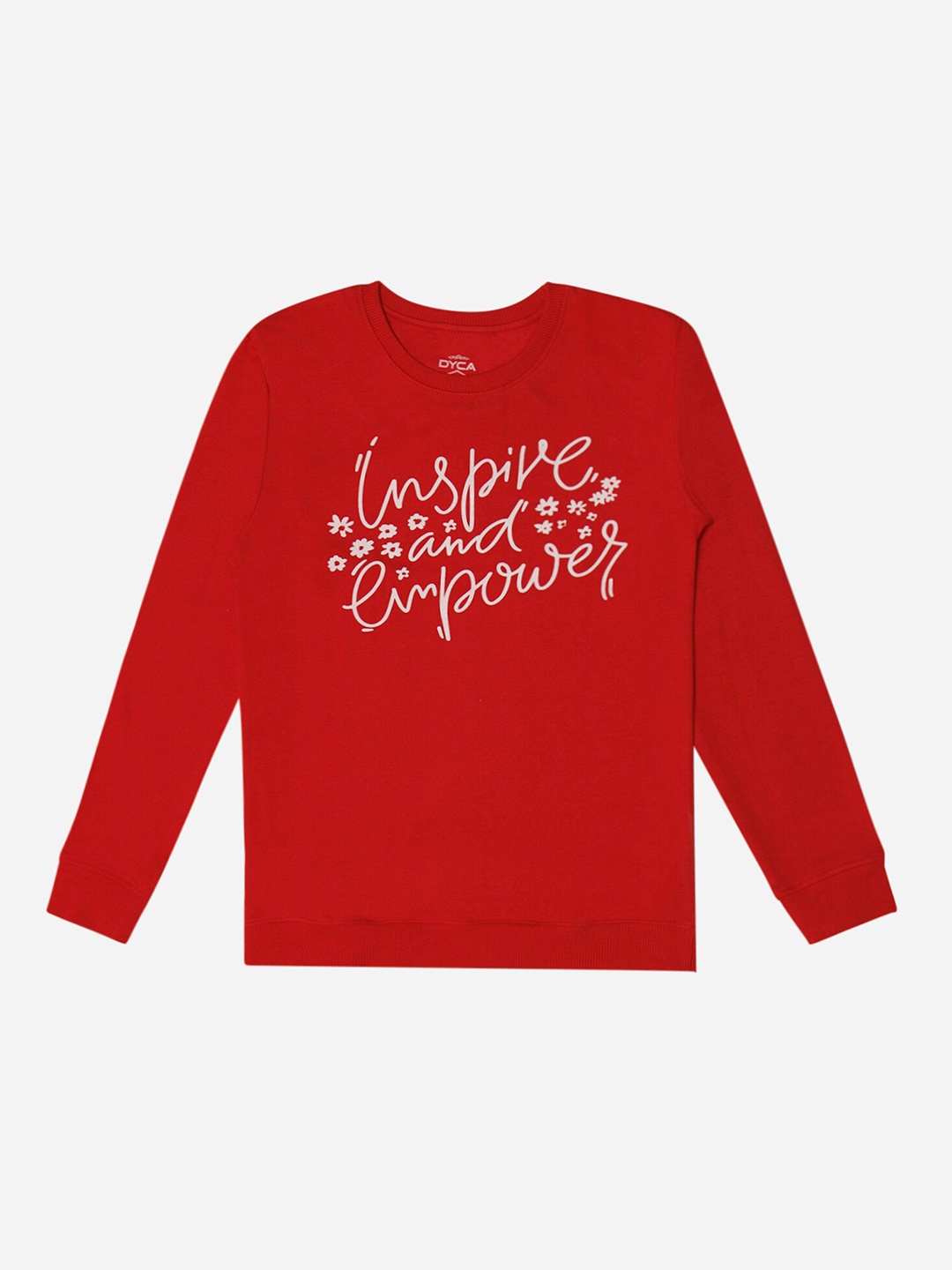 

DYCA Girls Typography Printed Cotton Pullover Sweatshirt, Red