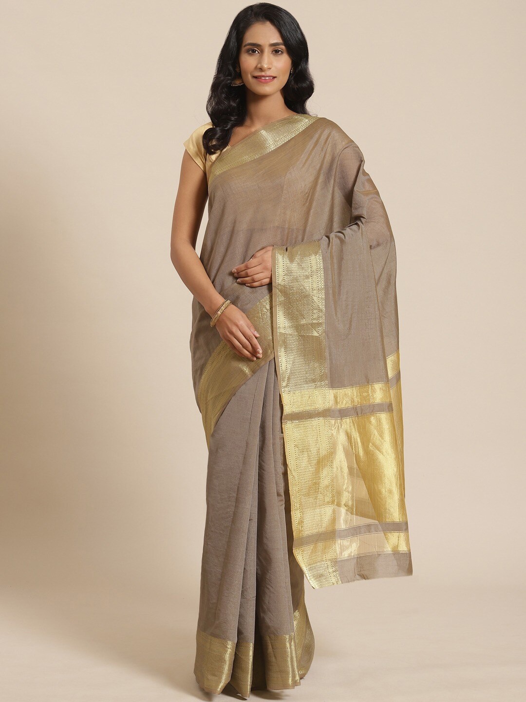 

Shaily Woven Design Zari Saree, Olive