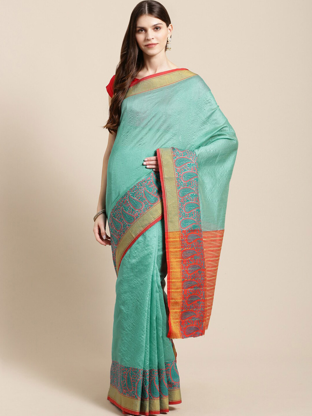 

Shaily Woven Design Zari Kanjeevaram Saree, Green