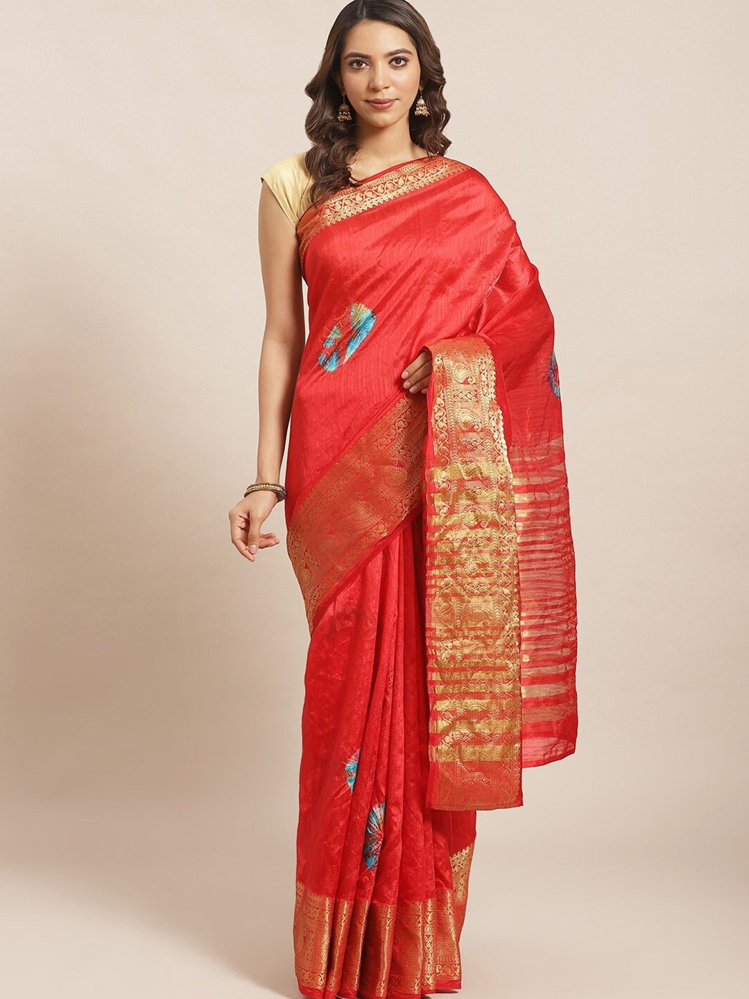 

Shaily Tie and Dyed Zari Saree, Red