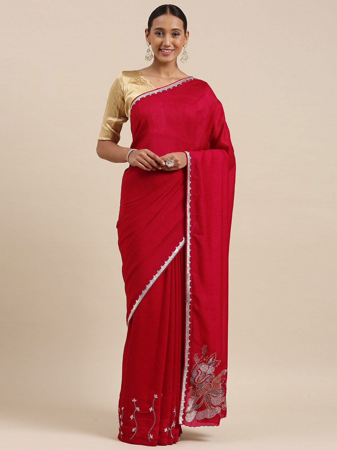 

Shaily Embroidery Detailed Saree, Magenta