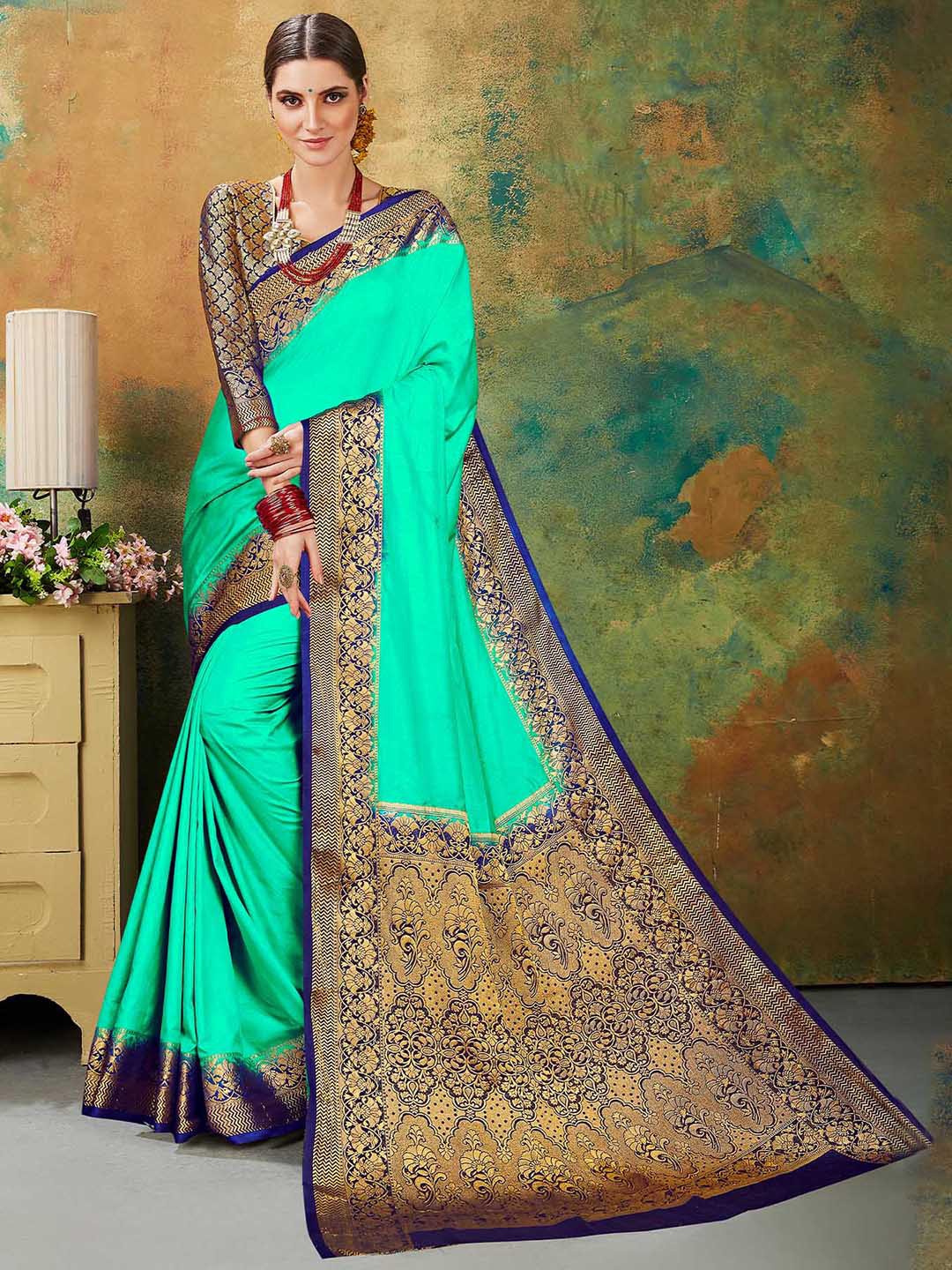 

Shaily Ethnic Motifs Woven Designed Zari Saree, Green