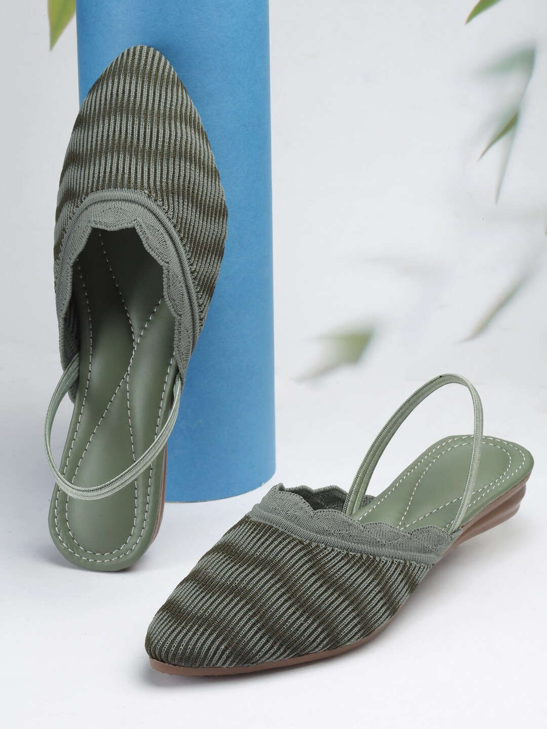 

sneakers villa Textured Lightweight Mules, Green