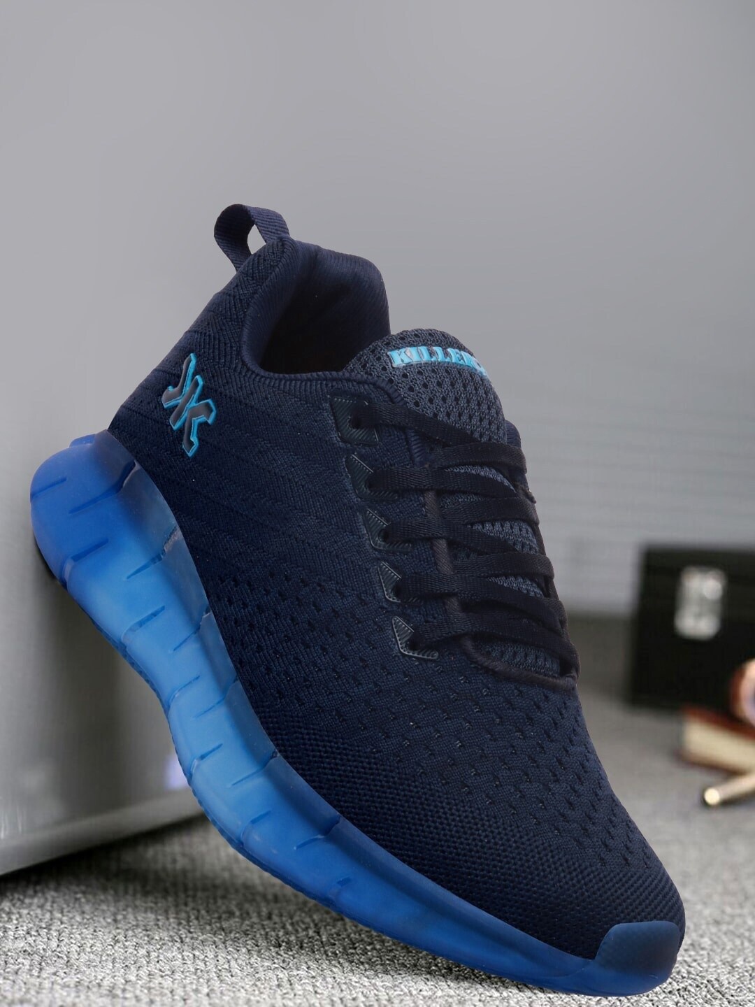 

Killer Men Textile Flyknit Running Shoes, Navy blue