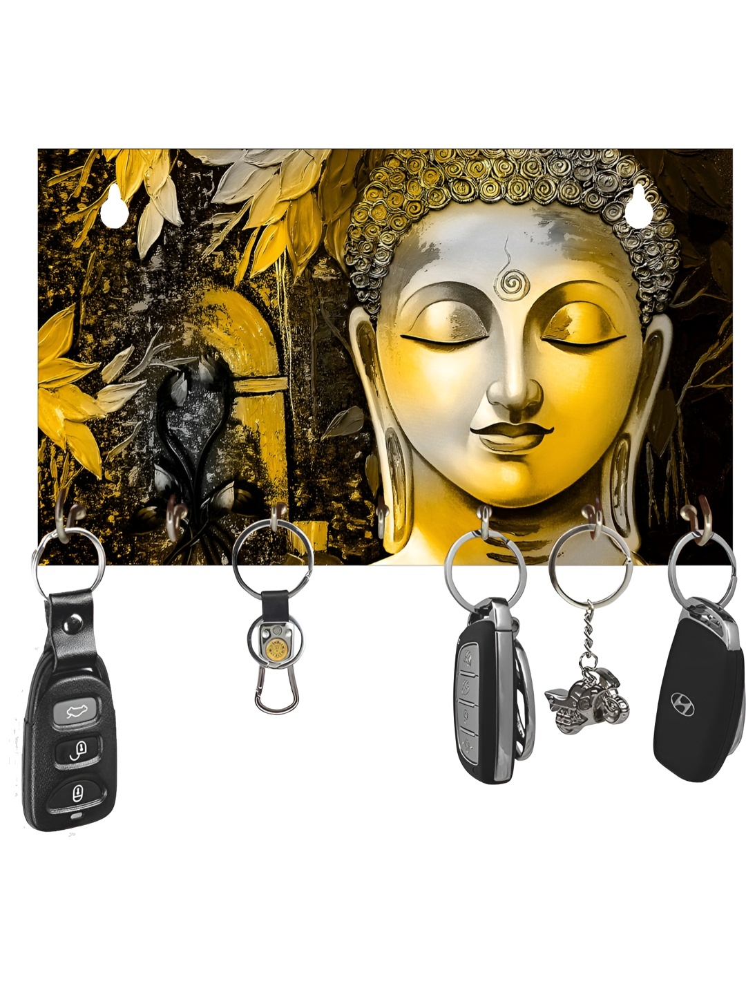 

Craft Smith Yellow & Black Buddha Printed Wooden Key Holder